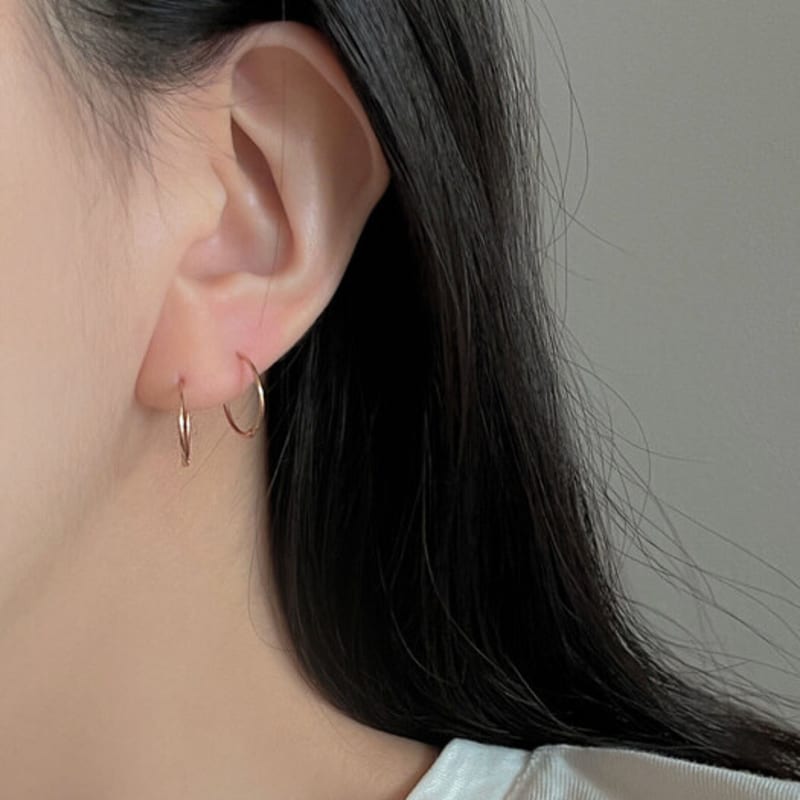 BettyU 14k Gold 1.3cm One-touch Earrings
