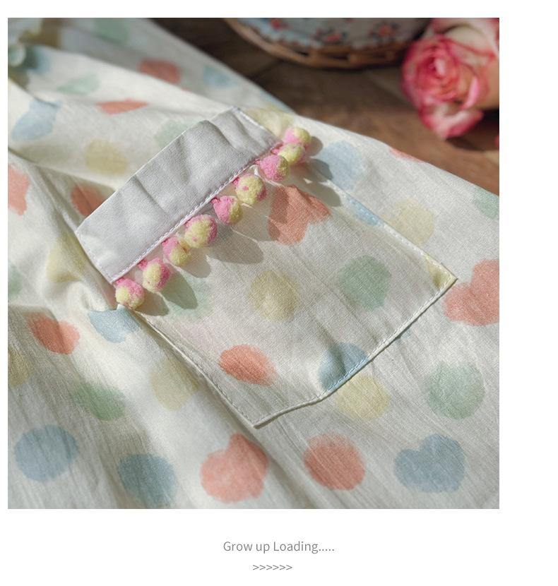 2024 Summer New Children's Clothes Colorful Polka Dot Girl Dress Korean Ruffle Doll Collar Children's Skirt Sweet