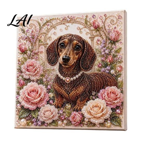 Animal Faux Pearl Painting DIY Kit Art Kit Cute Decorative Supplies 3D Flowers Crafting for Adults Home Wall Decor