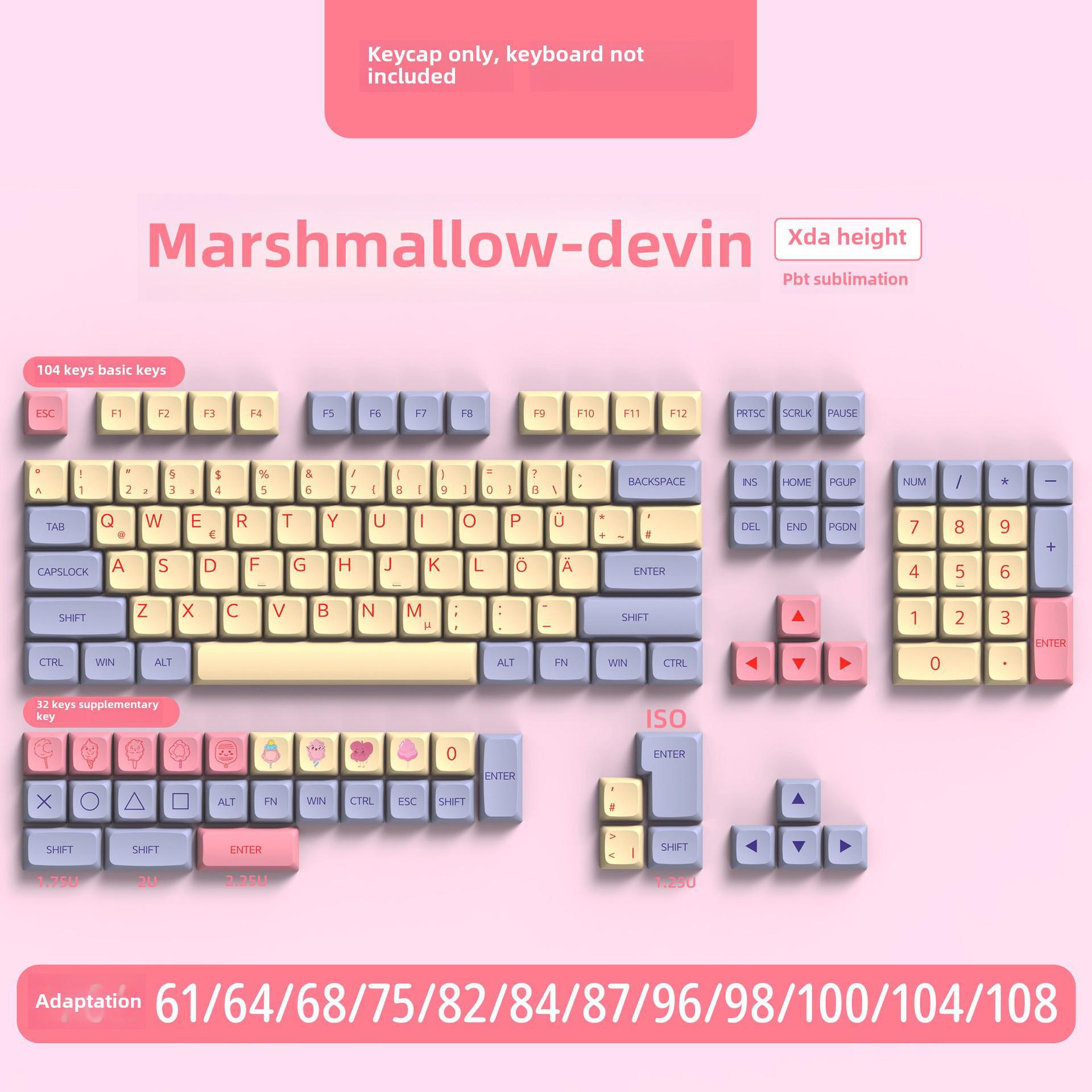

Клавіатурні ковпачки PBT Dye-Sub профілю XDA для механічних клавіатур (68/75/84/96/980/104) 136-key German