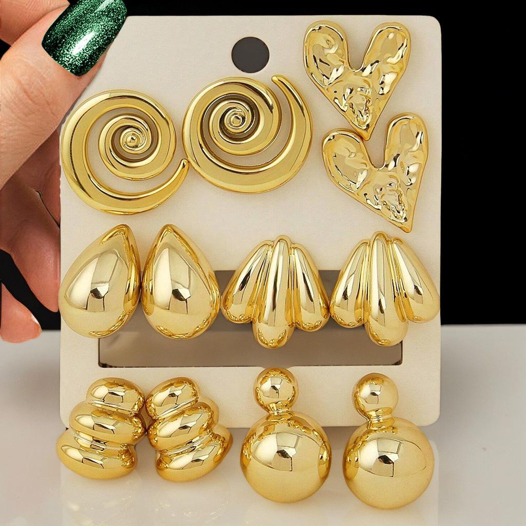 

Hot-selling new earrings set CCB spiral love water drop irregular design earrings earrings Acrylic