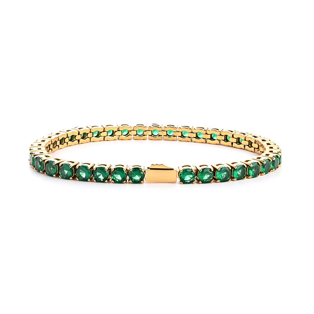 Multi-colored fashionable 4mm wide tennis chain, zircon sparkling hip-hop style exquisite jewelry bracelet for men and women