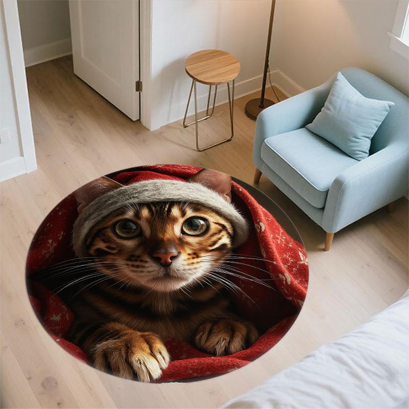 Cats pattern round rug,Carpet Rug for Living Room Bedroom Playroom ,Non-slip Floor Mat,Holiday Gifts and Birthday Gifts.