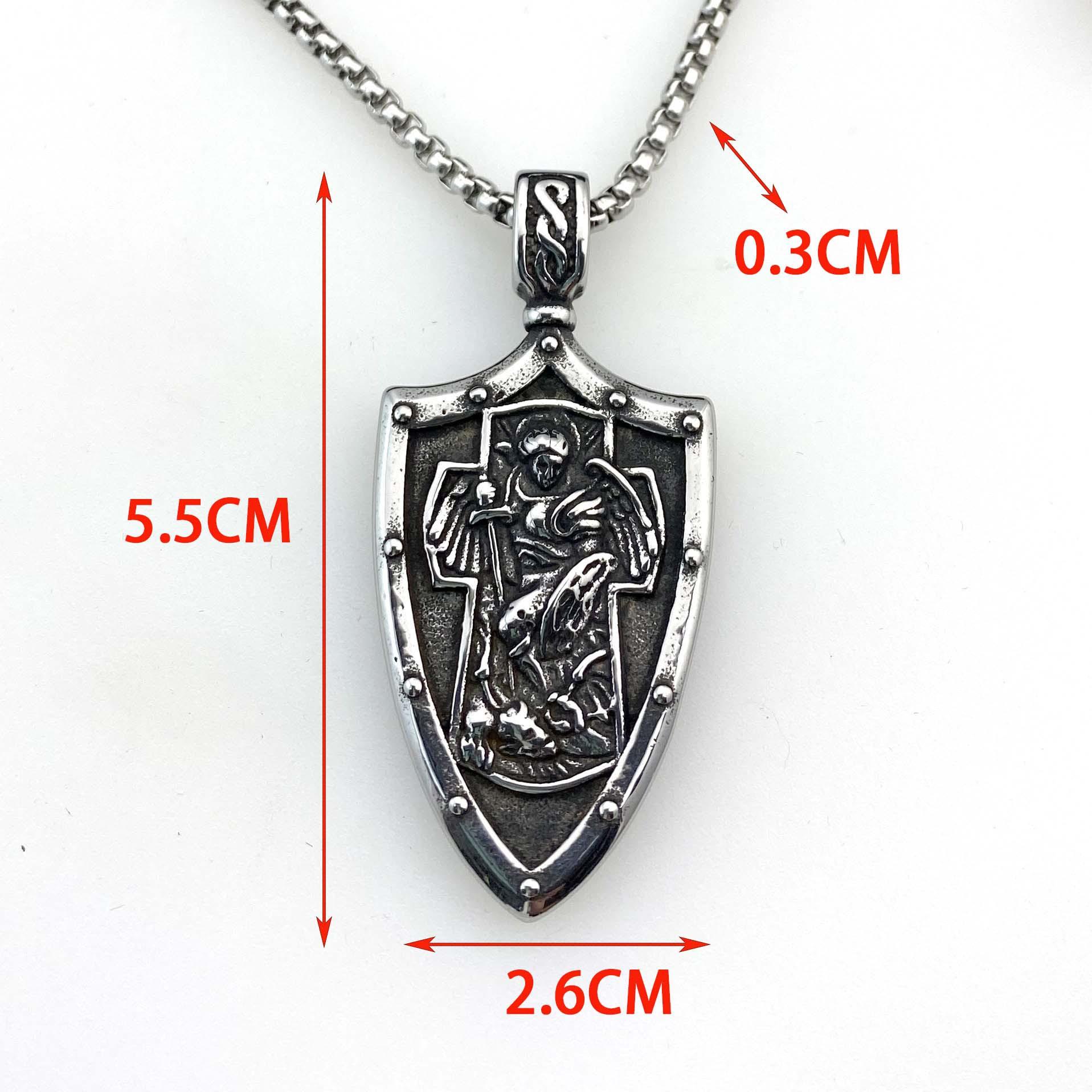 

Подвеска из нержавеющей стали Guardian Shield, винтажное мужское ожерелье из титановой стали, греческий бог войны, аксессуары для свитера и цепочки