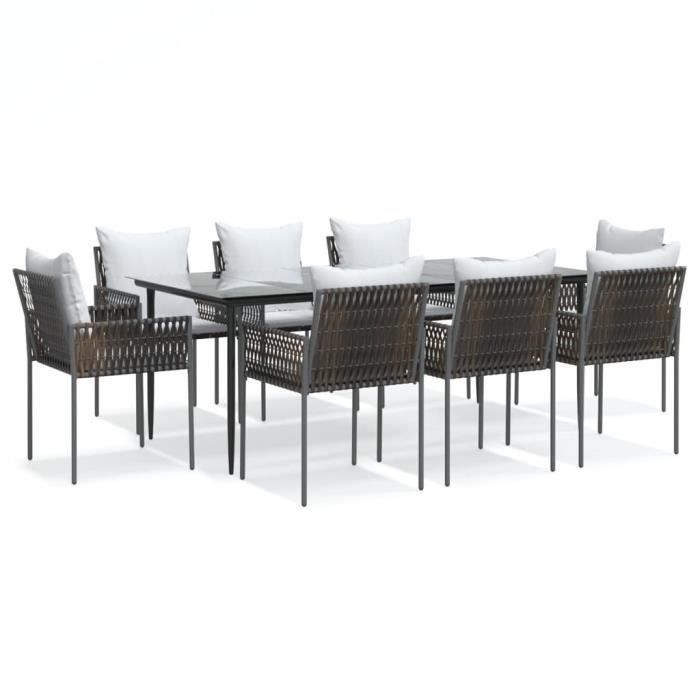 VidaXL Ensemble à manger de jardin 9 pcs coussins résine tressée acier 3187062