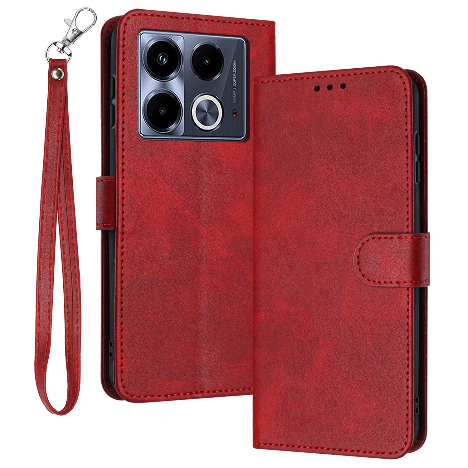

For Infinix Note 40 5G Case PU Leather Wallet Flip Phone Cover Magnetic Clasp Handbag Red