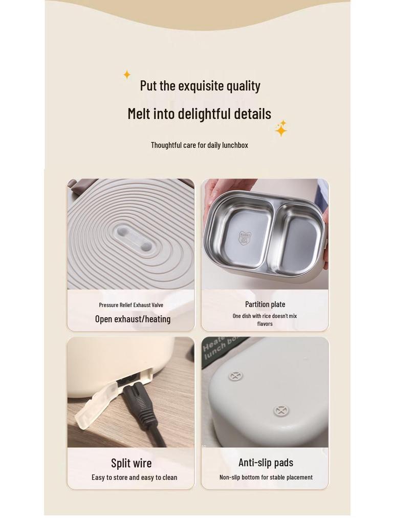 Przenośny Elektryczny Podgrzewany Lunchbox do Użytku Biurowego i Studenckiego – Podgrzewany i Izolowany Bento na Ryż