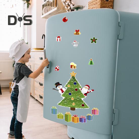 1 Set Christmas Tree Fridge Magnet Waterproof PVC 3D Merry Christmas Refrigerator Magnet Home Kitchen Fridge Locker Car Body Decoration Sticker