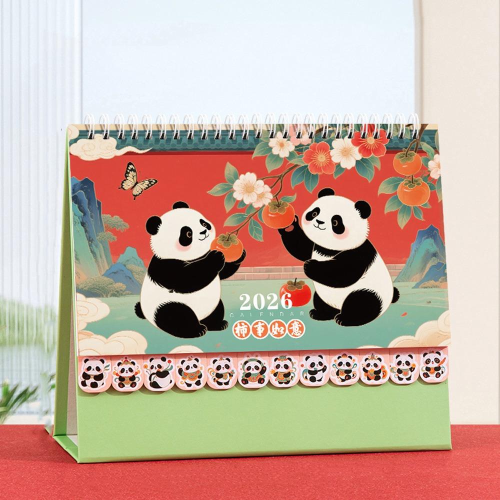 Chinese Style 2026 Desk Calendar Coil Binding Monthly Planner Schedule Planner  Desktop Decoration