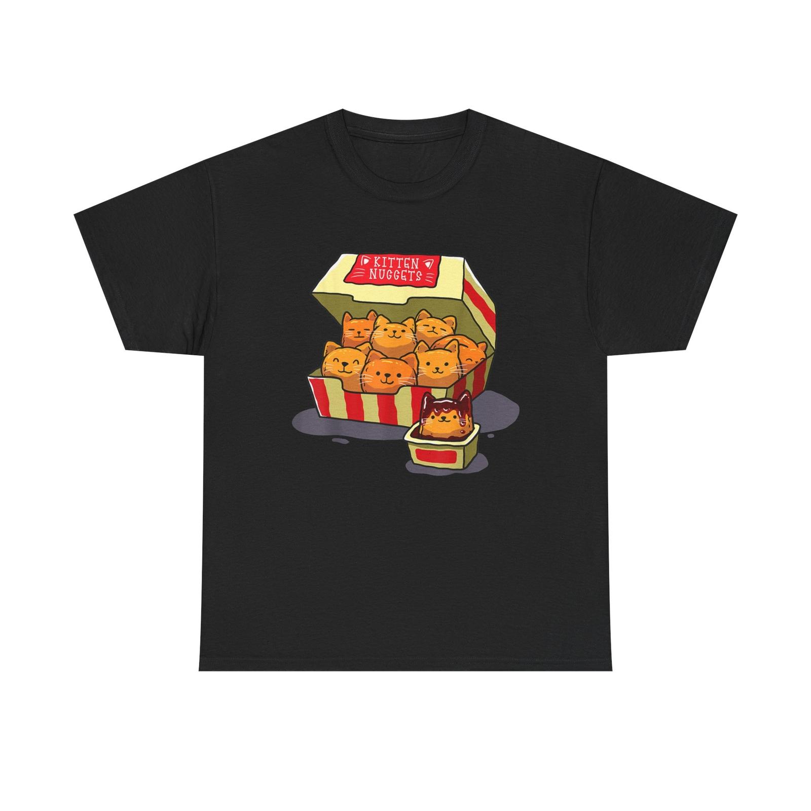 Kitten Nuggets Food Pun Cat Lover Gift Chicken Nuggets T-Shirt L