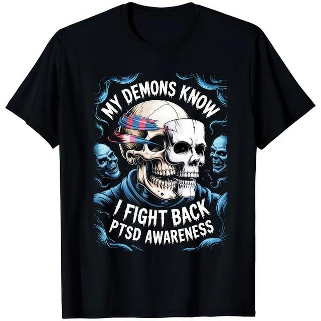 PTSD Awareness Support Mental Health Ribbon Veteran Survivor Graphic T Shirt M