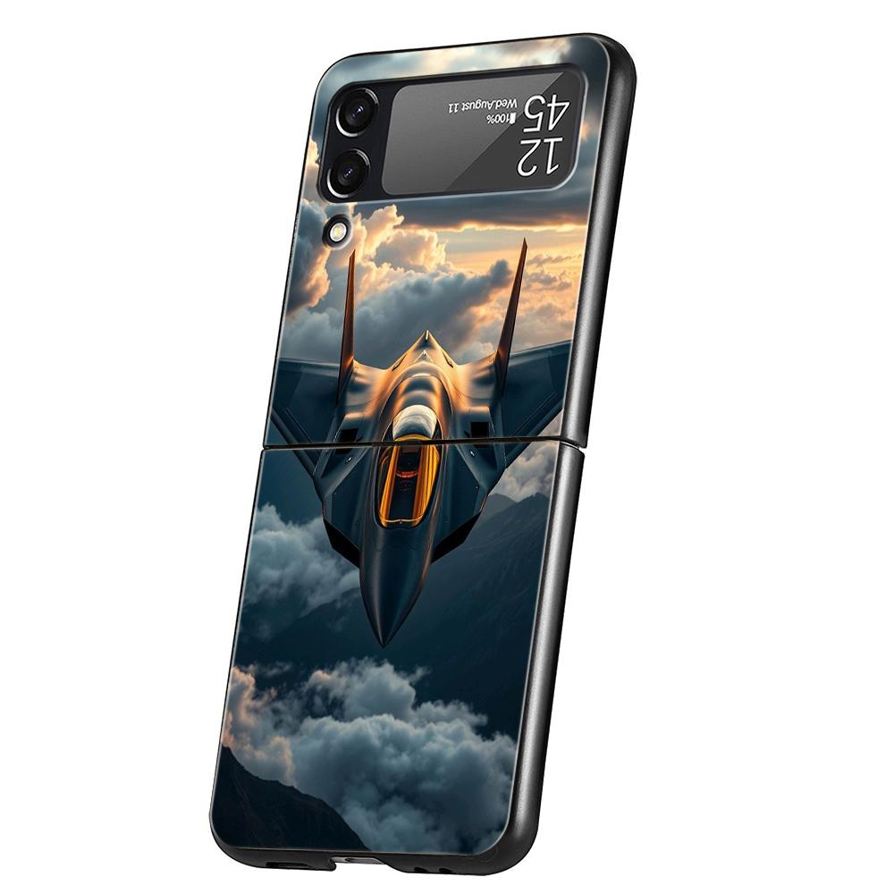 Aircraft Airplane cool Phone Case For Samsung Galaxy Z Flip 3 4 5 6 7 Hard Folding PC For Samsung Z Flip3 Flip4 Flip5 Cover