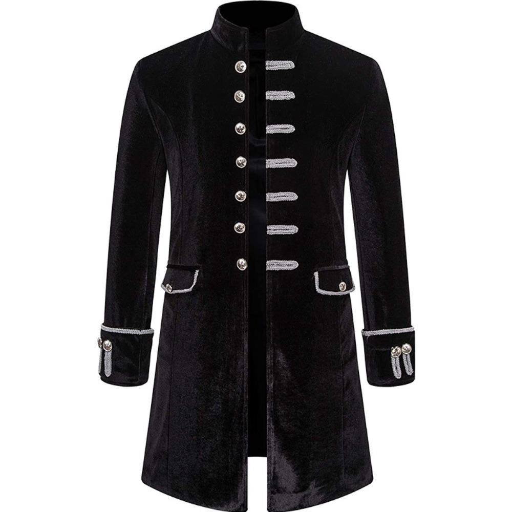 

Men Steampunk Gothic Tailcoat,Victorian Medieval Overcoat,Pure Color Lapel Uniform,Fashion LARP Cosplay Costume for Men,2026 S чёрный