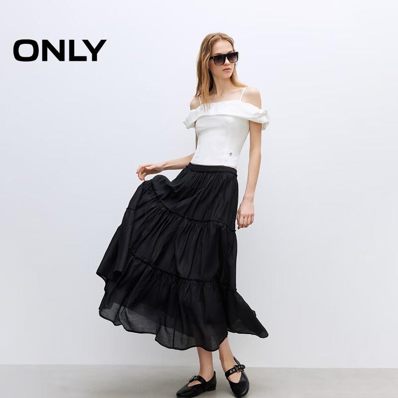 ONLY 2025 Spring A-Line Tiered Maxi Skirt