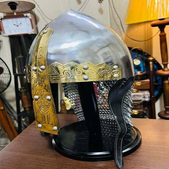 Casco Nazal Norman cu Suport Replica Armură de Luptă Medievală Autentică Cască Vikingă Făcută Manual pentru Cavaler Istoric