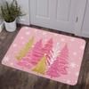 Pink Christmas Tree Door Mat Winter Snowflake Kitchen Balcony Hallway Non-slip Rug Bedroom Bedside Foot Mat Christmas Decoration