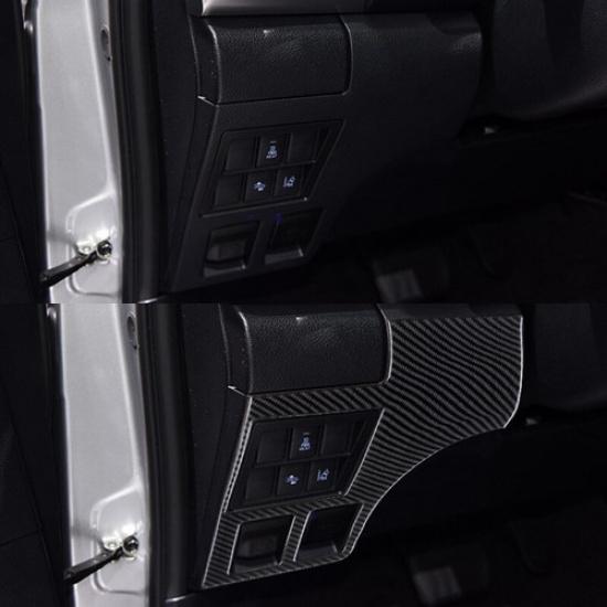 Black Carbon Fiber Headlight Switch Panel CoverTrim For Toyota Hilux 2015-