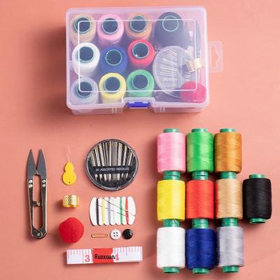 Portable 21-Piece Sewing Kit with Transparent Storage Box