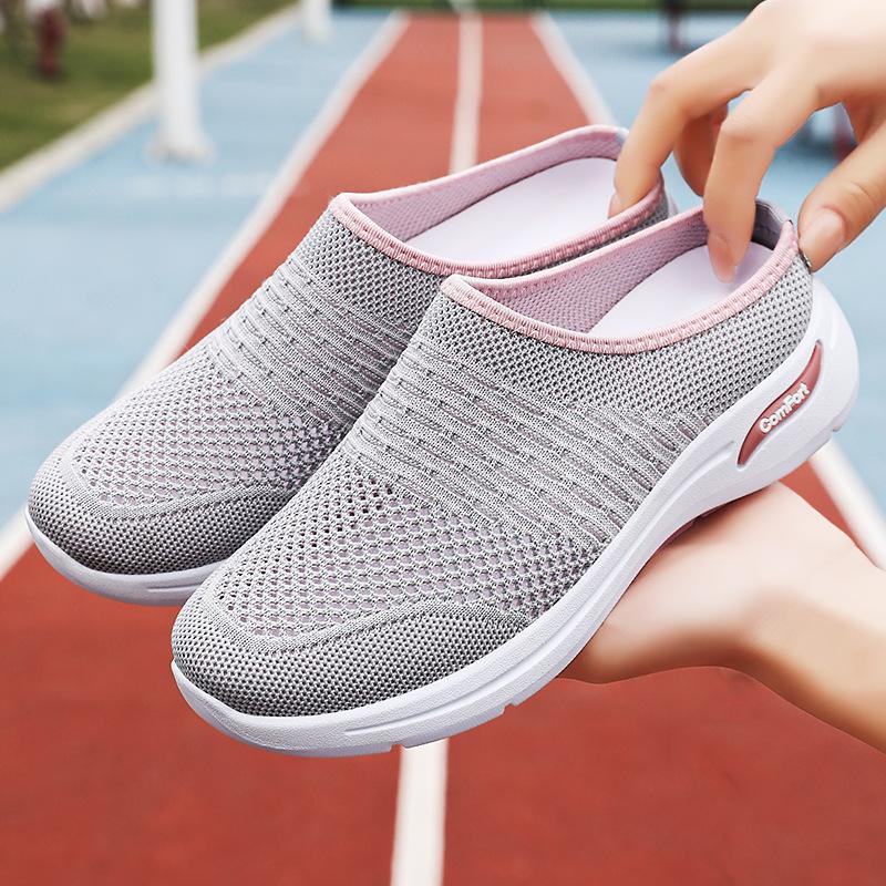 Women's Shoes Summer New Mesh Breathable One-pedal Fly-woven Soft-soled Casual Shoes Women's Versatile Half-drag