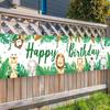 200*40cm Jungle Animal Theme Safari Happy Birthday Party Decoration Baby Shower Banner Background Kids Favor Monkey Giraffe