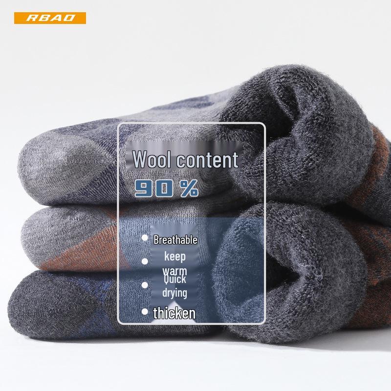 Mid-Calf Snow Mountain Thick Merino Wool Ski Socks - 90% Wool for Outdoor Sports