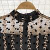 Fashion Temperament Waist Slimming Dot Mesh Flounces Fishtail Dress