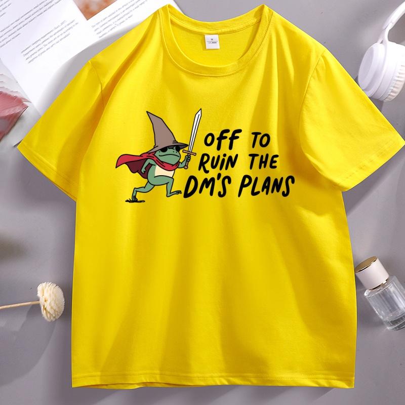 Funny DnD T Shirt Unisex Women Off To Ruin The DM's Plans T-shirts Funny Frog Meme Wizard Knight Cat T-Shirt Unisex Women Streetwear