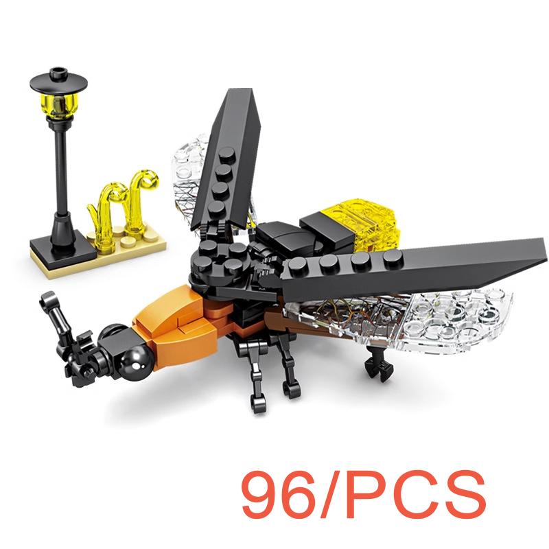 MOC Puzzle Zvířecí Stavební Kostky Včela Tygr Lev Žirafa Žába Krokodýli Liška Pták Divoké Prase Hmyz Mini DIY Cihlová Hračka Dárek F029