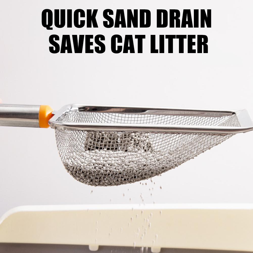 1Pcs Stainless Steel Cat Litter Scoop with Hanging Hole Mesh Bentonite Kitten Litter Cleaner Pet Cleaning Tool