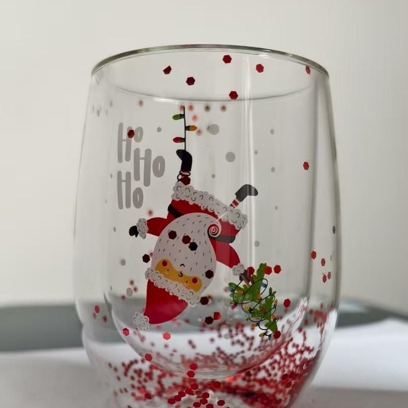 

Christmas Glass Cups Decorative Water Bottle Cold Coffee Mugs Kitchen Aesthetic Cup Desk Accessorie Christmas Drinkware as show рожевий