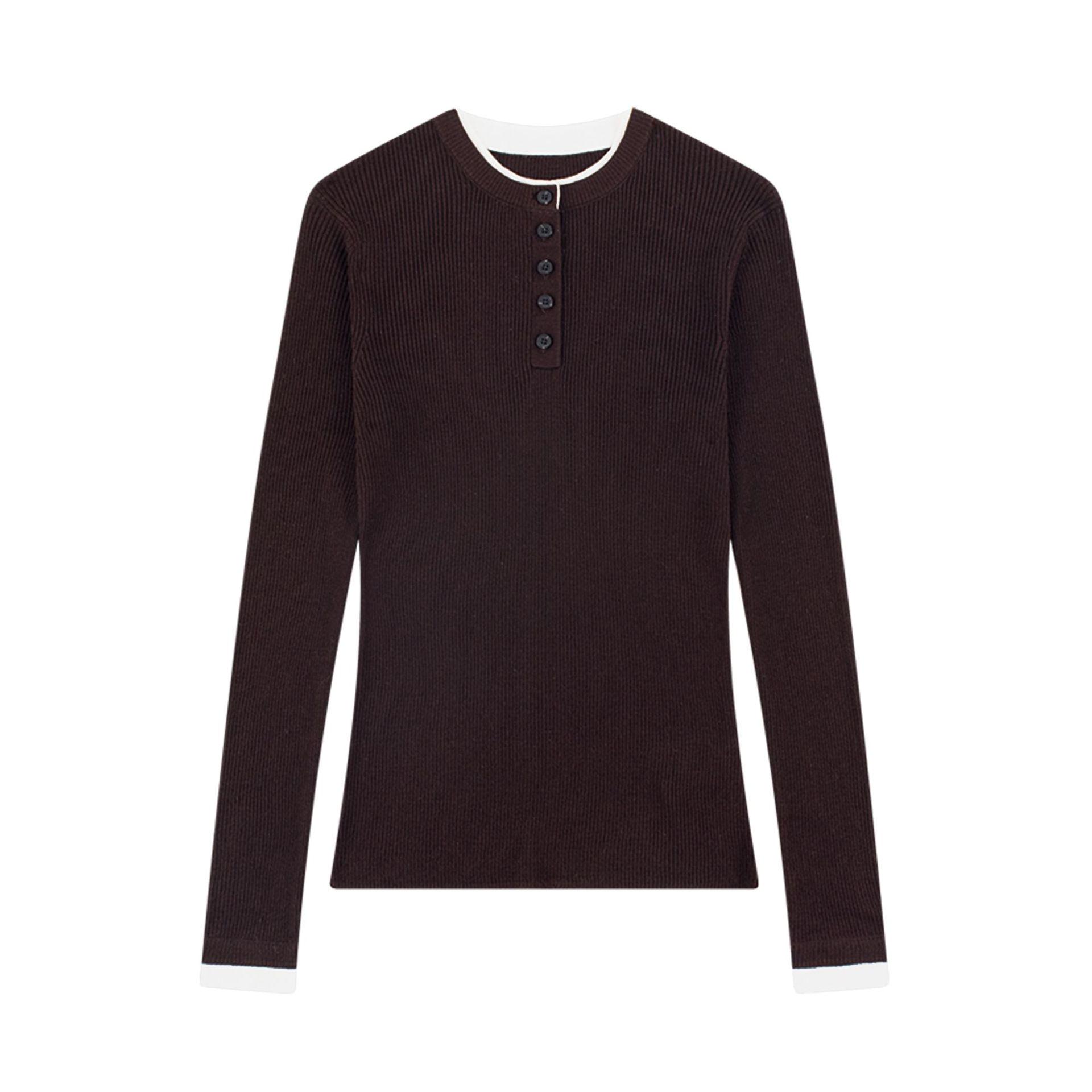 

2024 Ранняя осень Серый женский тонкий шерстяной свитер-пуловер 6/M коричневый