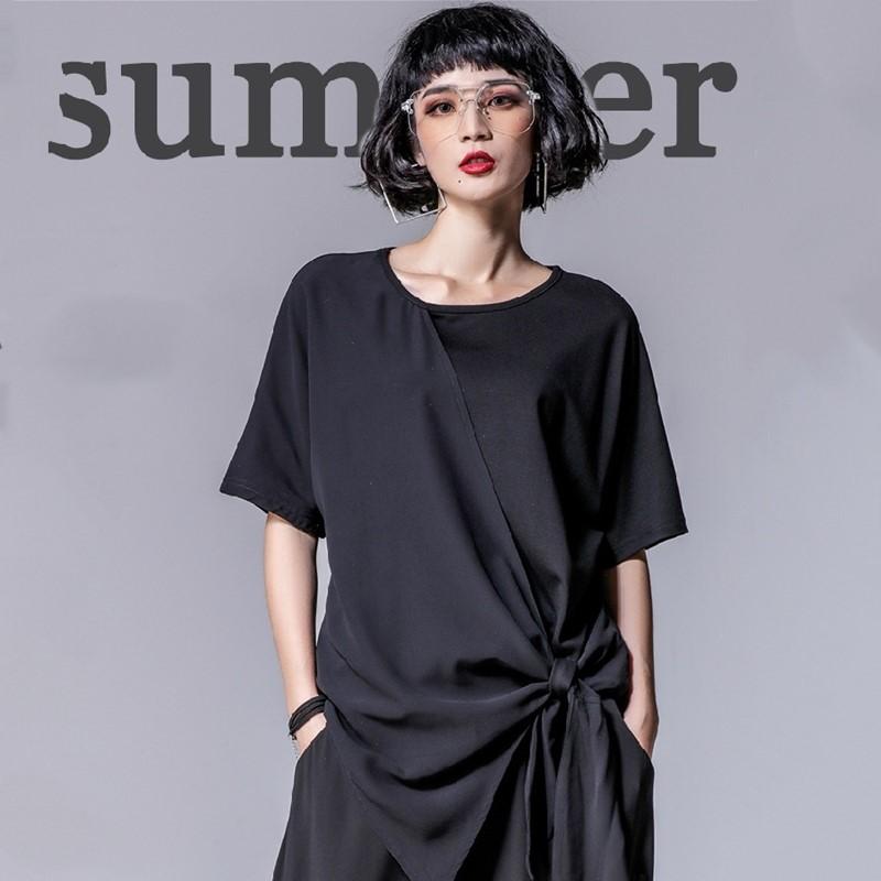 Short sleeve oversized Black modal vintage Casual loose summer t shirt tops Women t-shirt