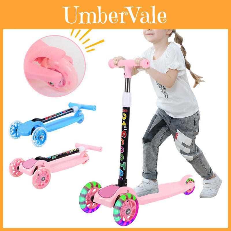 Kinderroller für 1-3-6-jährige Jungen Mädchen Anfänger mit breitem klappbarem Deck blinkenden Rädern Mo Lo Blau