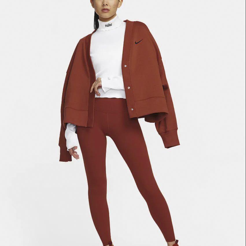 Nike Phoenix Fleece Casual Loose Knit Sweater Women Tops Dark-Orange FB8773-832