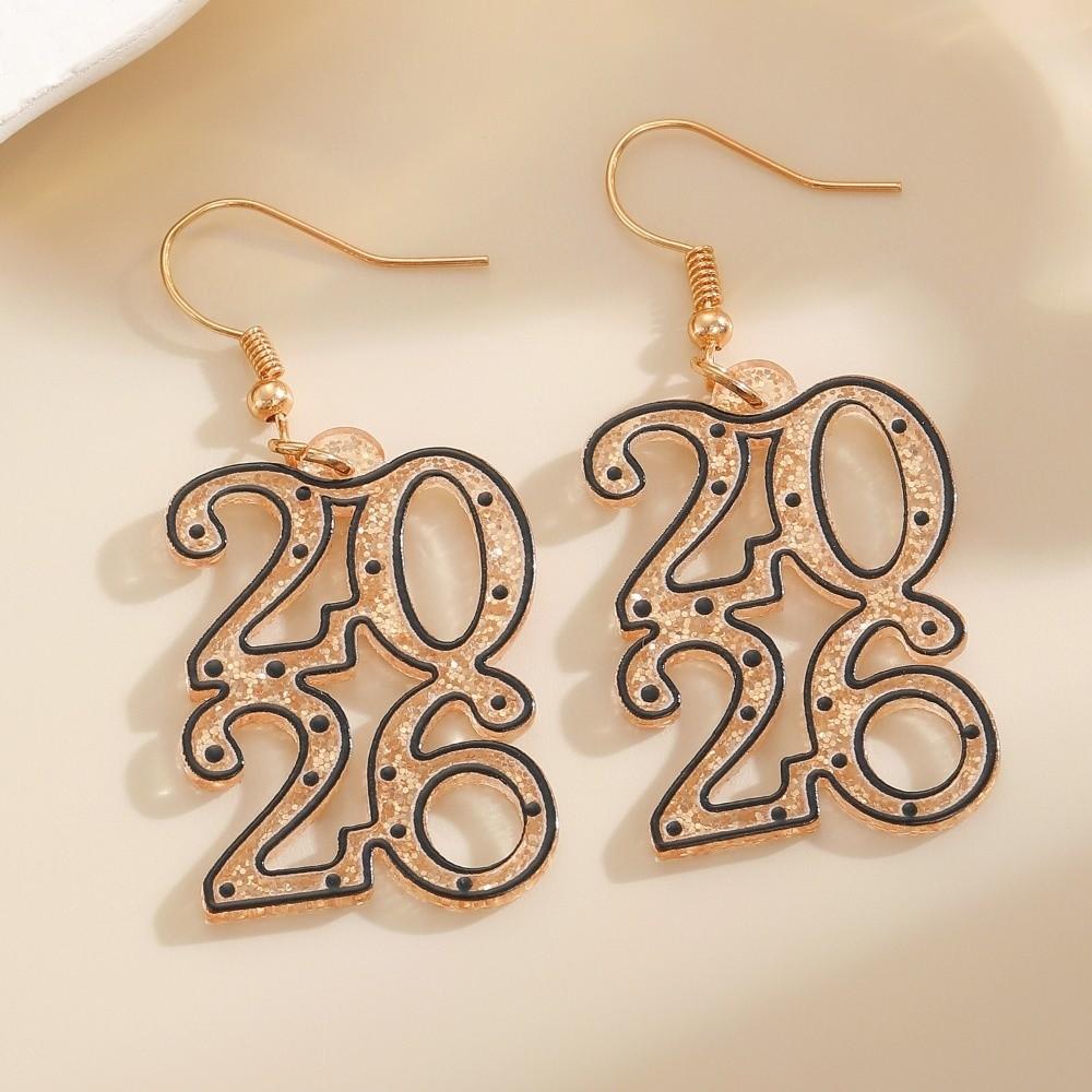 Aesthetic Happy New Year Earrings Jewelry 2026 Necklace Vintage 2026 Stud Earrings Gift