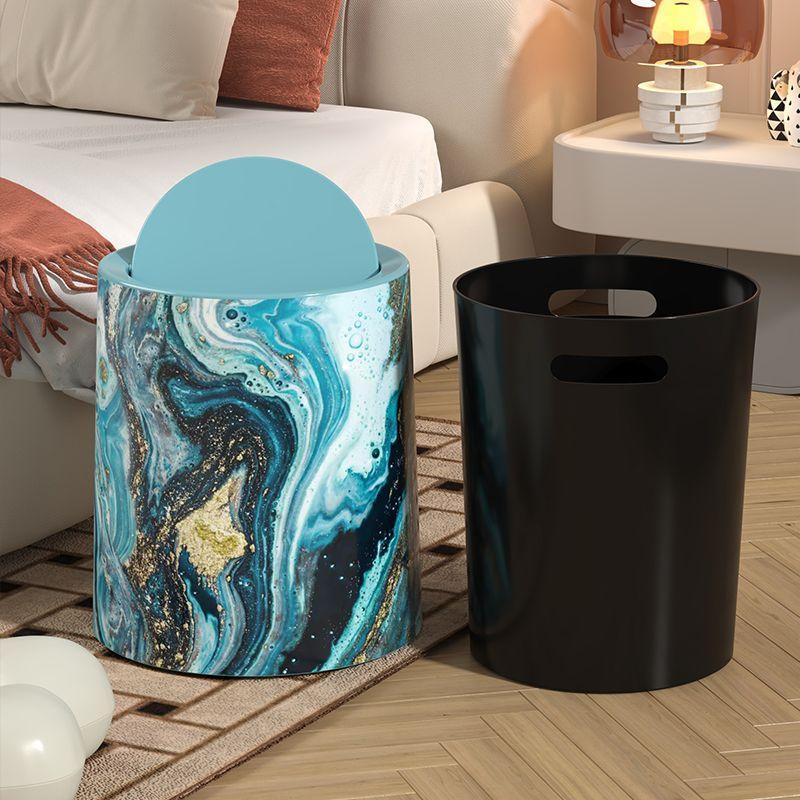 Retro light luxury bedroom, bathroom, home living room and kitchen new hotel large capacity double-layer trash cans