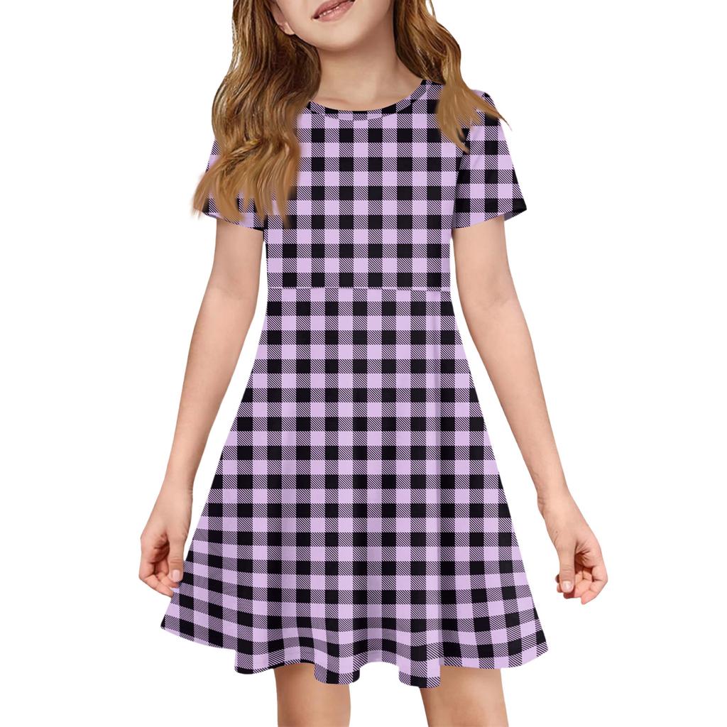 Mädchen Sommerkleid Farbe & Muster Kurzarmkleid Mit Tasche Freizeitkleid Kurze Ärmel Partykleid Ostertag