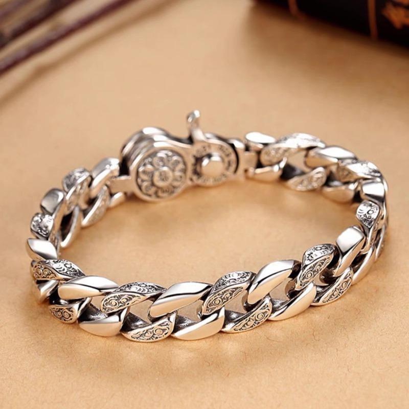 Bracelet Men's six-character mantra rotatable trendy wide version men's domineering personality atmospheric retro bracelet