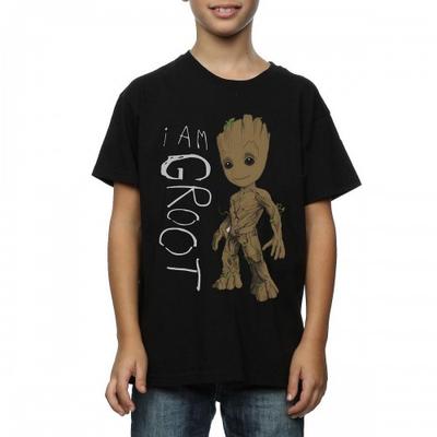 Boys I Am Groot Scribble Cotton T-Shirt