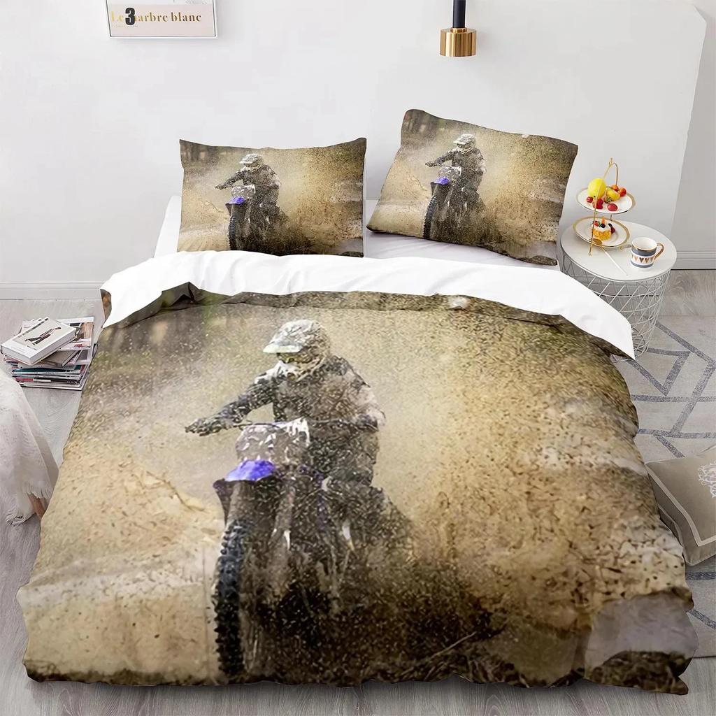 3D Print Extreme Sport Off-Road Stunt Motorcycle Comfortable Duvet Quilt Cover Pillowcase Bedding Set Decoration Home Textile