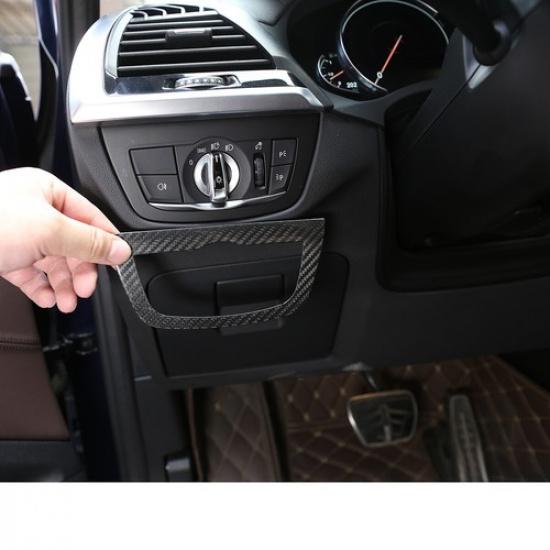 For BMW X3 X4 2018-22 Real Carbon Fiber Car Headlight Control Button Cover Trim