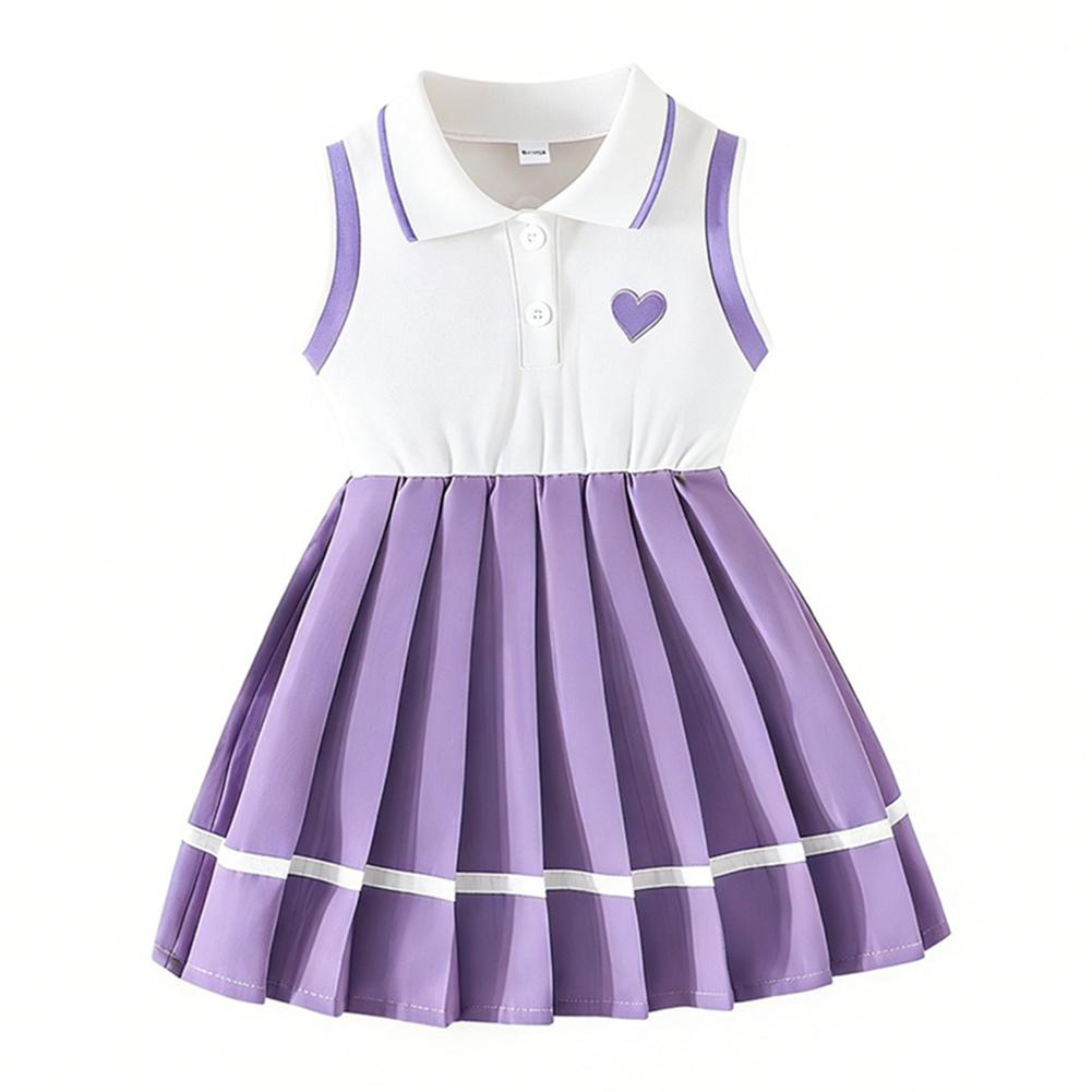 Toddler Girls Sleeveless Pleated Dress Polo Dress 6-9M