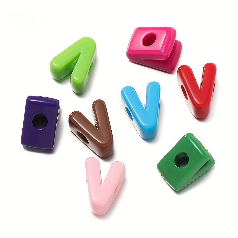 50Pcs Beads Acrylic Pendant Y2K Jewelry Making Charm Minimalist Letter Pendant Jewelry Accessories