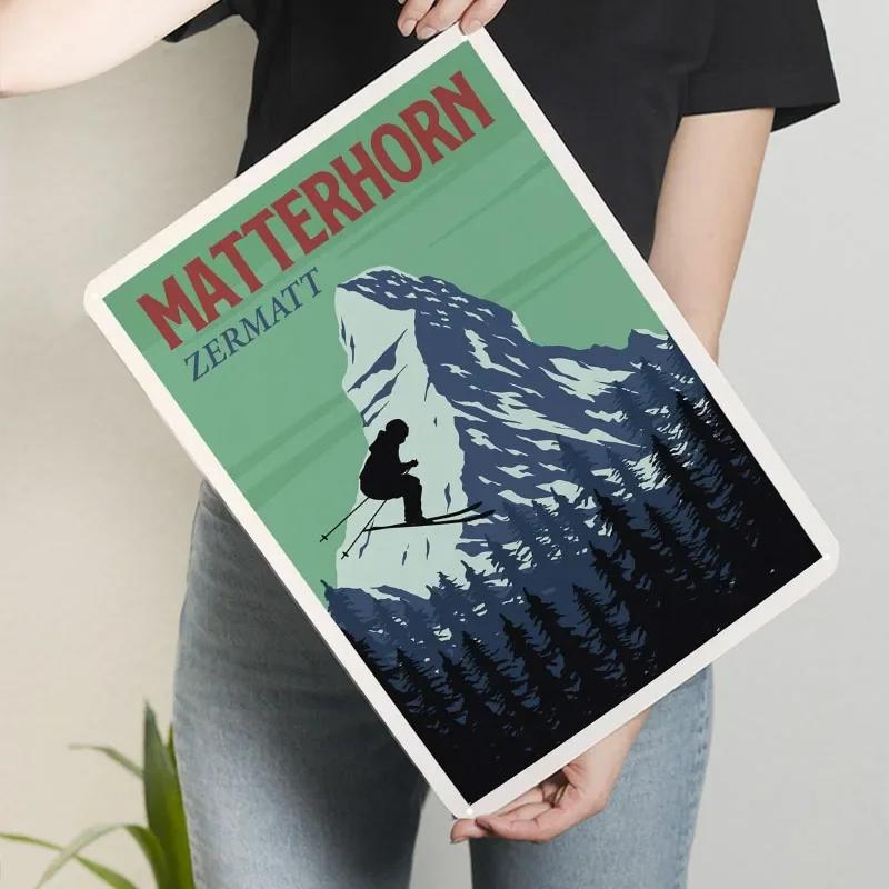 

Ski Jumping Matterhorn Metal Sign Landscape Poster Vintage Home Decor Items Custom Tinplate Plaques for Wall Art Decoration Room 7.9x11.8In(20x30cm)