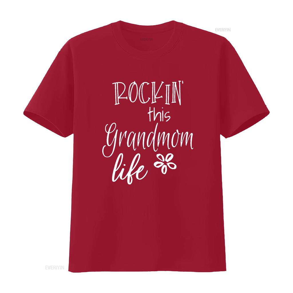 Rockin This Grandmom Life Special Grandma T Shirt Vintage Washed Casual Versatile Streetwear Graphic Unisex Stretched Stylish