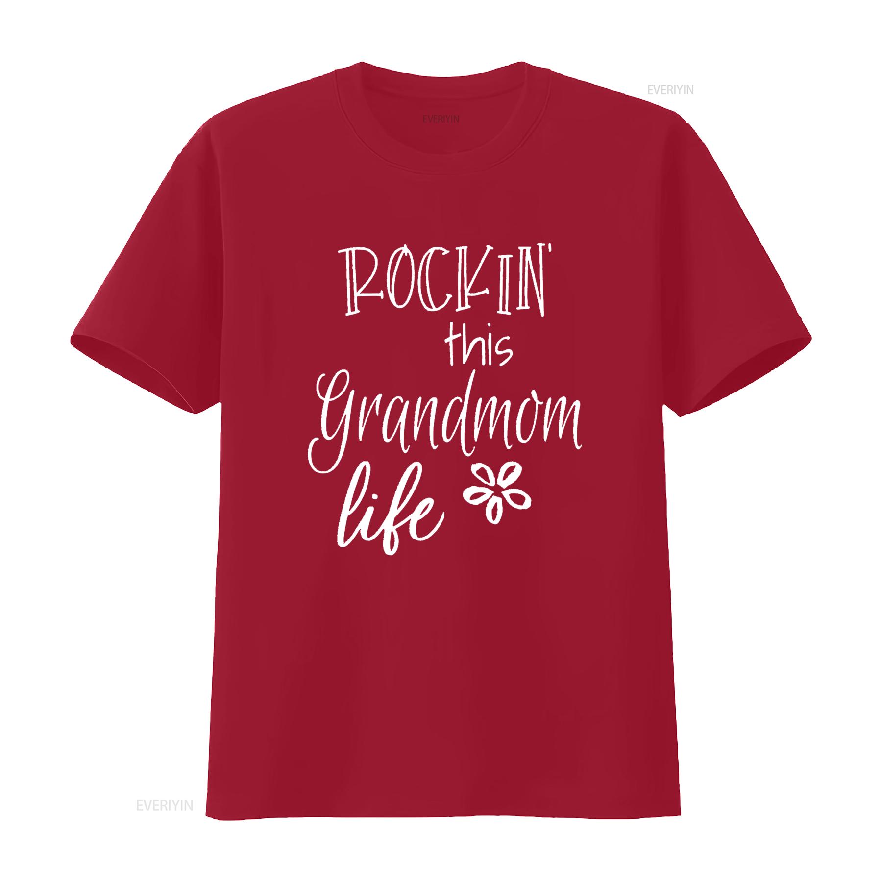 

Rockin This Grandmom Life Special Grandma T Shirt vintage Washed Casual Versatile streetwear graphic Unisex Stretched Stylish S
