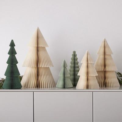 15/20/25/30cm Origami Christmas Tree Ornament Atmosphere Decoration Santa Claus Mini Christmas Tree Scene Props