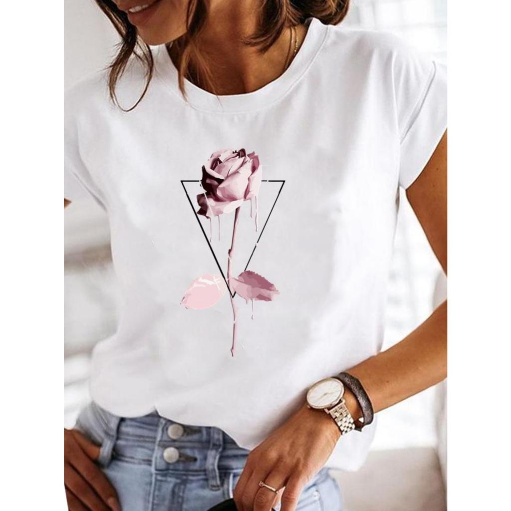 Women's fashion short-sleeved casual T-shirt clothes summer  clothing ladies print graphic tops