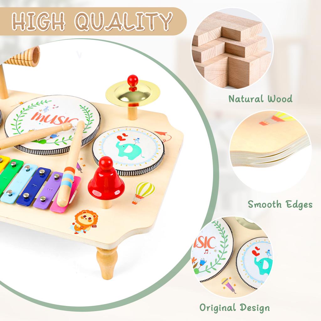 Children'S Drum Kit, Multi-In-1 Musical Instruments Children From 1 2 3 Years With Xylophone, Montessori Baby Toy, Children'S To