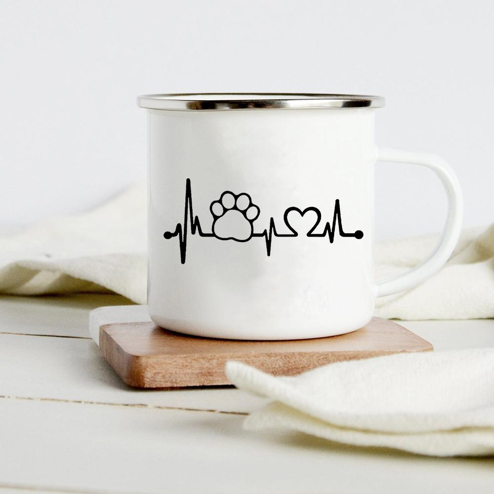 Funny Dachshund Print Creative Enamel Mug Coffee Wine Mugs Cartoon Dogs Paw Party Drink Beer Juice Milk Cups Gifts for Lover Dog